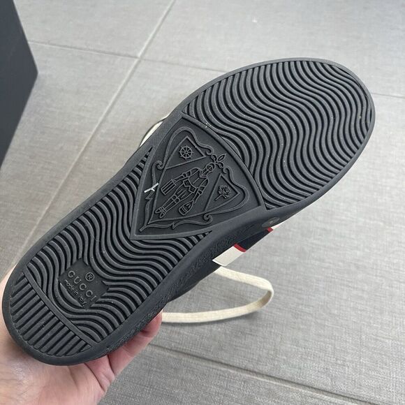 GUCCI Ace Stripe Sneakers Shoes Size 6 Black NEW Casual Streetwear Designer - Picture 3 of 16